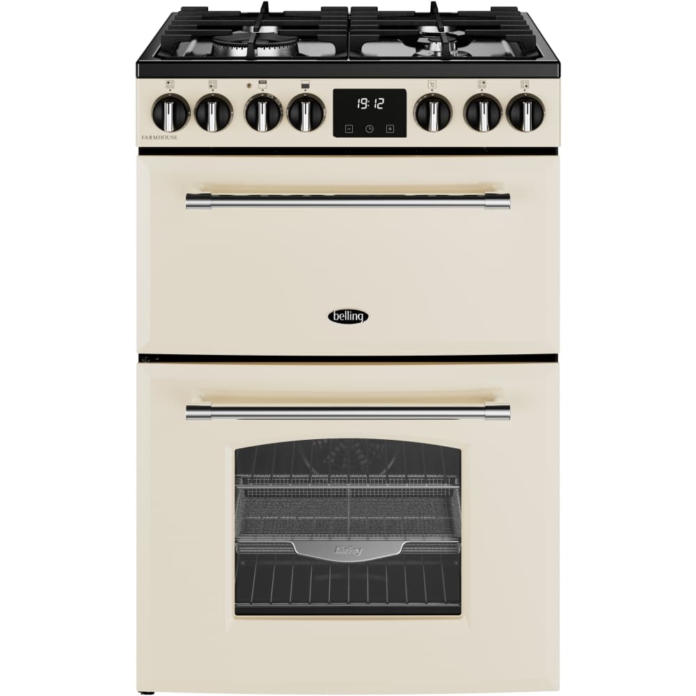 70L Dual Fuel Cooker with Double Oven, Cream, A Rated - Belling MRA FARMHOUSE 60DF London Homewares - 1