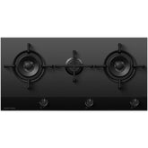90cm 3 Burner Gas Hob, Black on Glass - Fisher & Paykel CG903DNGGB4 - Naamaste London Homewares - 1