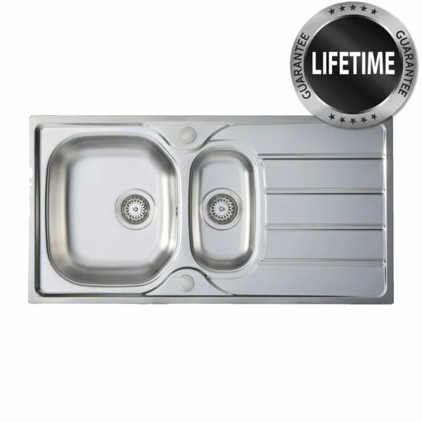 Stainless Steel Kitchen Sink & Waste Kit - SIA BAILE15SS ,1.5 Bowl - London Houseware - 1
