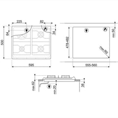 60cm 4 Burner Smeg Gas Hob Stainless Steel - SRV564GH3 - Naamaste London Homewares - 2