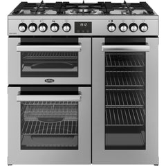 90cm Dual Fuel Cooker, Stainless Steel - Belling RCA COOKCENTRE 90DF - London Houseware - 1
