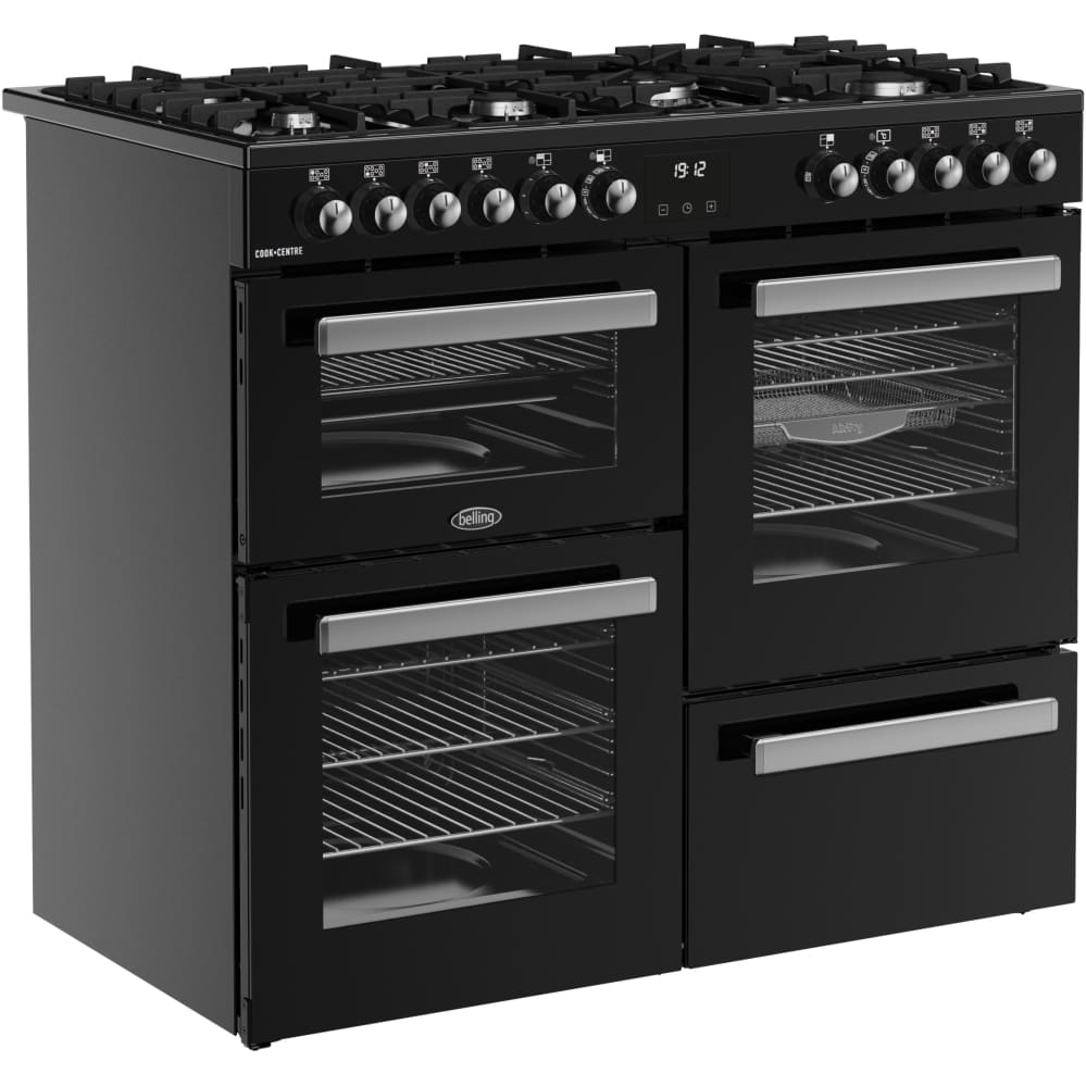 100cm Dual Fuel Belling Range Cooker, Black - RCA COOKCENTRE 100DF - London Houseware - 5