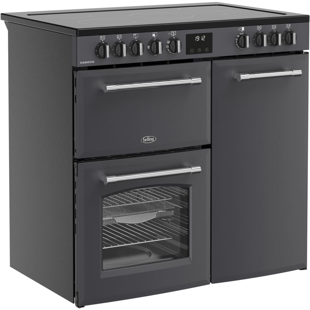 90cm Ceramic Belling Range Cooker, Grey - RCA FARMHOUSE 90E AN - London Houseware - 5