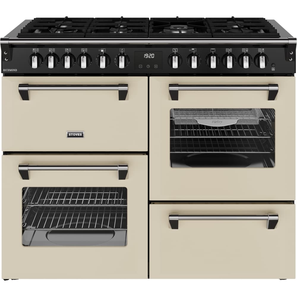 110cm Dual Fuel Stoves Range Cooker, Cream, A Rated - RCA RICH 110DF CRM - London Houseware - 1