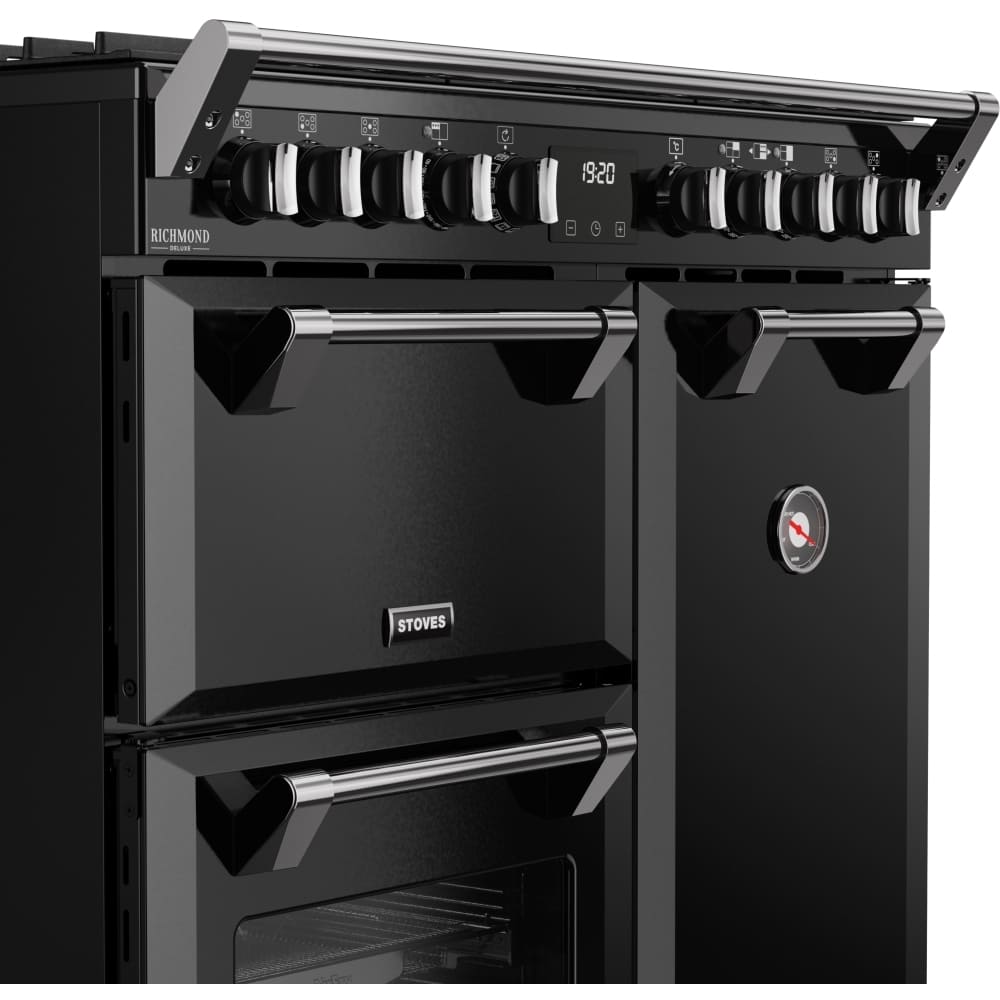 90cm Dual Fuel Stoves Range Cooker, Black, A Rated - DX RCA RICH 90DF BLK - London Houseware - 7