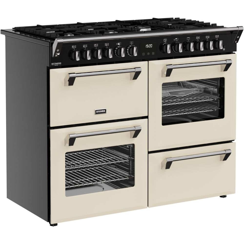 110cm Dual Fuel Stoves Range Cooker, Cream, A Rated - DX RCA RICH 110DF CRM - London Houseware - 2