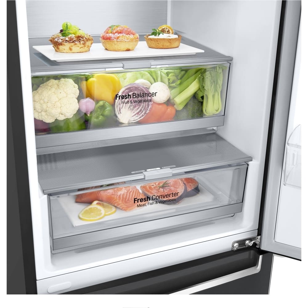 384L No Frost Black Fridge Freezer, 70/30 Freestanding - LG GBB92MCB2P - London Houseware - 11
