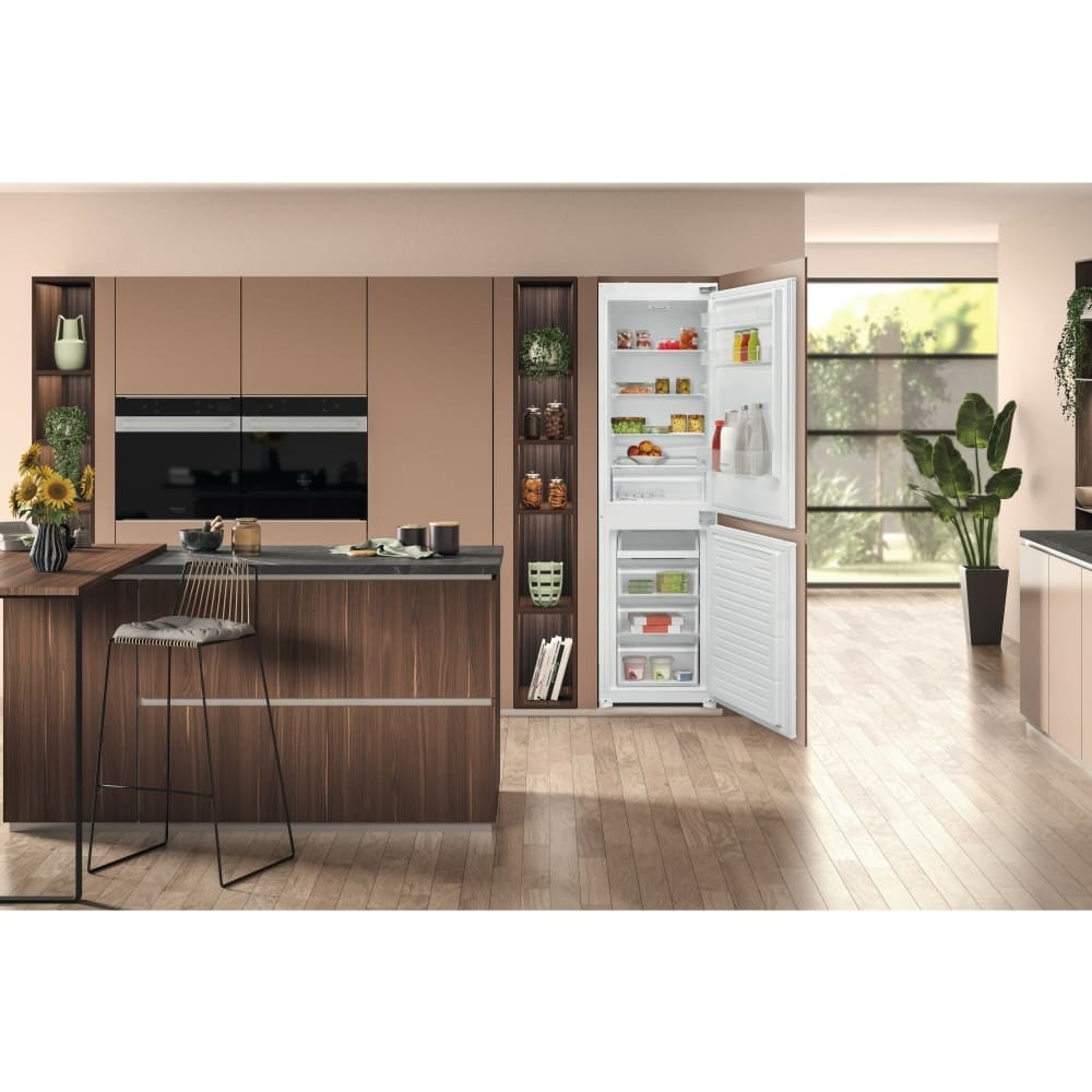 244L Low Frost Integrated Fridge Freezer, Sliding Hinge, White - Hotpoint HMCB50502UK - London Houseware - 3