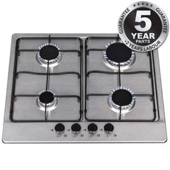 SIA SSG602SS - 60cm Stainless Steel 4 Burner Gas Hob - London Houseware - 1