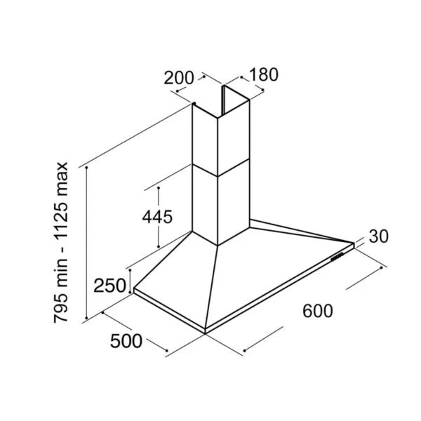 CDA WEH60SS- 60cm Stainless Steel Chimney Cooker Hood - London Houseware -2